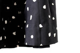 Vintage Black & Cream Polka Dot A-Line Pleated Midi Skirt