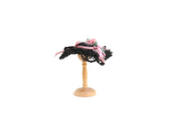 Artisan-Made Vintage Black Lace & Pink Feather & Flower 1:12 Miniature Dollhouse Hat