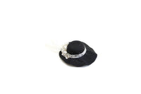 Artisan-Made Vintage 1:12 Miniature Dollhouse Black & White Hat with Silver Flowers
