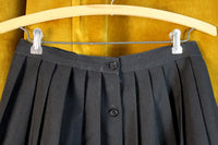 Vintage Black & White Striped Pleated Midi Skirt