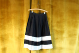 Vintage Black & White Striped Pleated Midi Skirt