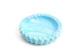 Vintage Blue Akro Agate Marbled Slag Glass Dish