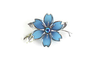 Vintage Blue & Silver Enamel Flower Brooch