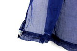 Vintage Navy Blue Sheer Half Apron with White Lace & Light Blue Ribbon Trim