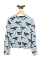 New Blue Hummingbird Print Jersey Loungewear Pajama Set by Their Nibs, Size S