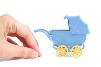 Vintage 1:12 Miniature Dollhouse Blue Plastic Stroller