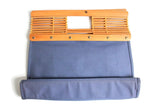 Vintage Blue Clutch Purse with Bamboo Handle