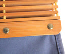 Vintage Blue Clutch Purse with Bamboo Handle