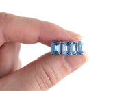 Vintage Blue Emerald Cut Rhinestone Screw Back Earrings