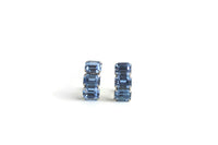 Vintage Blue Emerald Cut Rhinestone Screw Back Earrings