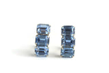 Vintage Blue Emerald Cut Rhinestone Screw Back Earrings