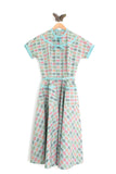 Vintage Blue Printed Cotton Poplin Day Dress with Belt & Pockets by Betty Barclay