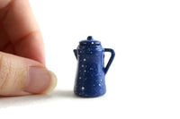 Vintage 1:12 Miniature Dollhouse Blue Spatterware Teapot