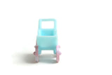 Vintage Miniature Dollhouse Small Scale Blue & Pink Plastic Doll Stroller