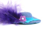 Vintage 1:12 Miniature Dollhouse Blue & Purple Wide Brim Hat with Large Feather Accent