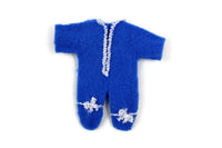 Vintage 1:12 Miniature Dollhouse Blue & White Baby Footie Pajamas
