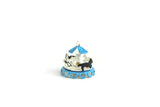 Vintage 1:12 Miniature Dollhouse Blue & White Metal Toy Horse Carousel