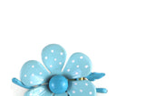 Vintage Blue & White Polka Dot Enamel Daisy Flower Brooch