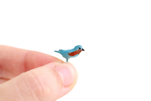 Vintage 1:12 Miniature Metal Bluebird Figurine on a Pin