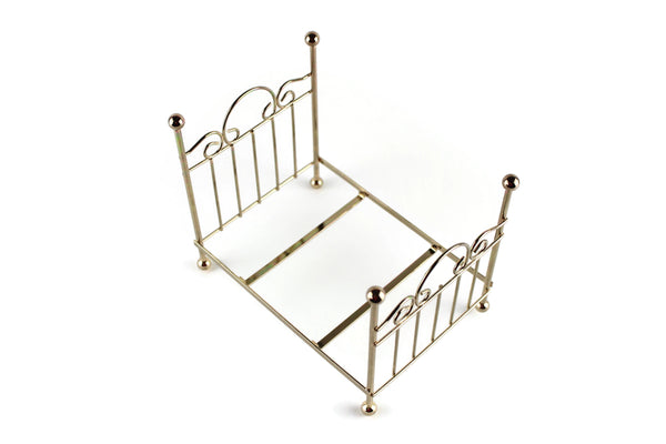 Artisan-Made Vintage Brass 1:12 Miniature Dollhouse Bed with
