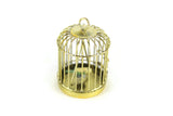 Vintage 1:12 Miniature Dollhouse Brass Birdcage with Stand