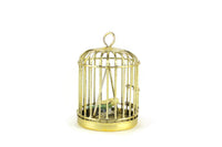 Vintage 1:12 Miniature Dollhouse Brass Birdcage with Stand