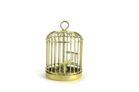 Vintage 1:12 Miniature Dollhouse Brass Birdcage with Stand