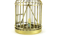 Vintage 1:12 Miniature Dollhouse Brass Birdcage with Stand