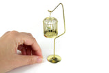 Vintage 1:12 Miniature Dollhouse Brass Birdcage with Stand