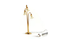 Vintage 1:12 Miniature Dollhouse Working Brass & Tulip Shade 12V Plug-In Floor Lamp