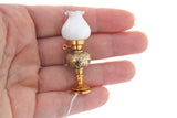 Vintage 1:12 Miniature Dollhouse Working Floral & Brass 12V Plug-In Oil Lamp