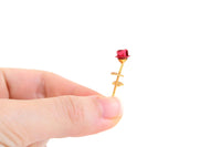 Vintage Half Scale 1:24 Miniature Dollhouse Brass Red Rose Stem