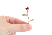 Vintage 1:12 Miniature Dollhouse Brass Red Rose Stem