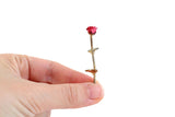 Vintage 1:12 Miniature Dollhouse Brass Red Rose Stem