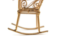 Vintage 1:12 Miniature Dollhouse Gold Metal Rocking Chair