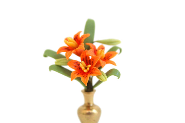 miniature tiger lilies Vintage 1:12 Miniature Dollhouse Brass Vase with Orange Tiger Lilies – The Mustard Dandelion