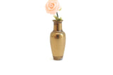 Vintage 1:12 Miniature Dollhouse Brass Vase with Pink Rose Stem