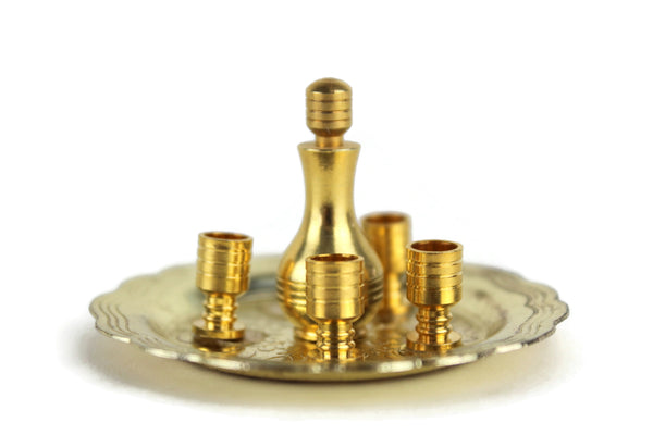 Set of 3 Vintage 1:12 Miniature Dollhouse Brass Wine Glasses or