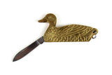 Vintage Brass Duck Pocket Knife Keychain with Stainless Steel Blade