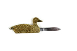Vintage Brass Duck Pocket Knife Keychain with Stainless Steel Blade