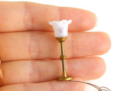 Vintage 1:12 Miniature Dollhouse Working Brass & Frosted Glass 12V Plug-In Lamp