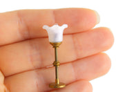 Vintage 1:12 Miniature Dollhouse Working Brass & Frosted Glass 12V Plug-In Lamp