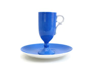 Vintage Cobalt Blue & White Footed Teacup & Saucer Set