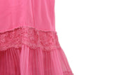 Vintage Bright Pink Full Slip with Lace & Ruffles