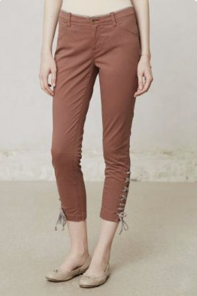 New Anthropologie Brown "Brixton Lace-Up Crops" by Cartonnier, Size 10, Originally $118