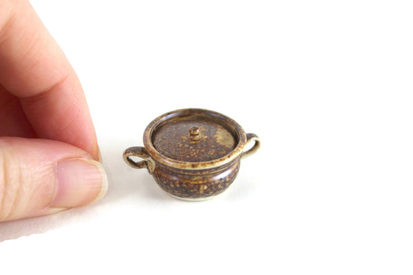 Artisan-Made Vintage 1:12 Miniature Dollhouse Pottery Crock or Serving Dish