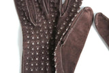 Vintage Brown Perforated Polka Dot Ladies' Gloves