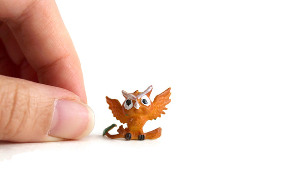 Vintage Miniature Brown Plastic Owl Figurine