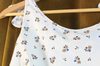 Vintage White & Blue Floral Print Cotton Dress