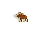 Gold & Brown Enamel Moose Brooch Tie Pin by Eagle River Designs